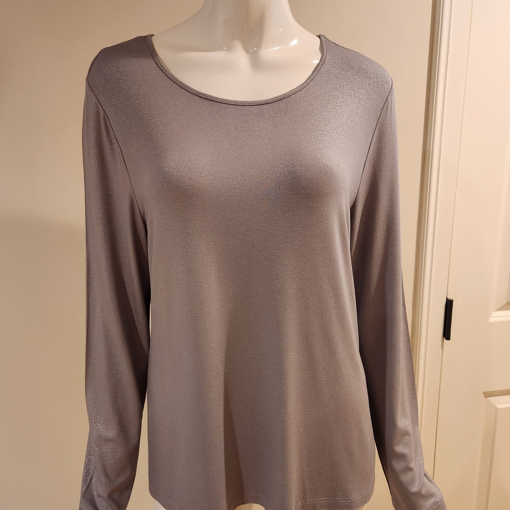 Chico's Metallic Gray Long Sleeve Top